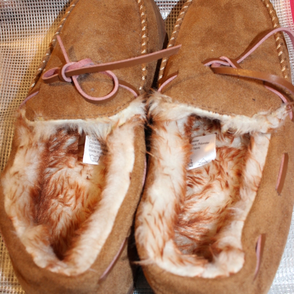 Brown Suede Loafers with Faux Fur Lining